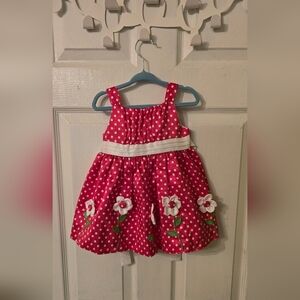Baby Girl Cinderella Pink and White Polka Dot Dress Size 12M